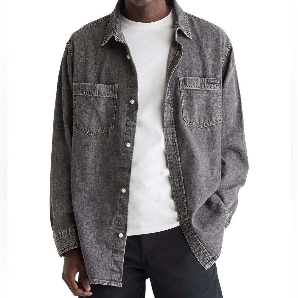 Calvin Klein Class Denim Long Sleeve Shirt, Medium, New with Tags
